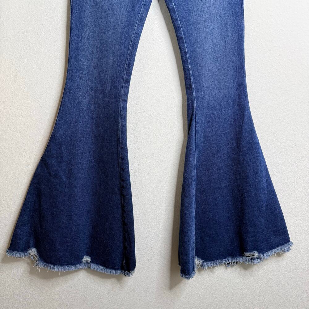 Free People flare pants low-rise jeans stretchy boho bell bottoms 26 - Picture 5 of 9